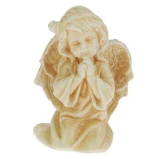 Anděl klečící modlící se béžový 14 cm (Figurka andílka se sepnutýma rukama)