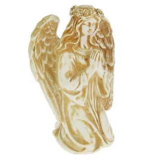Anděl modlící se a klečící béžový 21 cm (Modlící se anděl s korunkou)