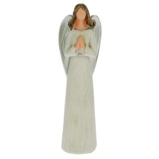 Anděl modlící se se stříbrnými křídly 21 cm (Figurka andílka se sepjatýma rukama)