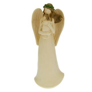 Anděl s dítětem a čelenkou béžový 25 cm (Figurka anděla s dítětem v rukou)