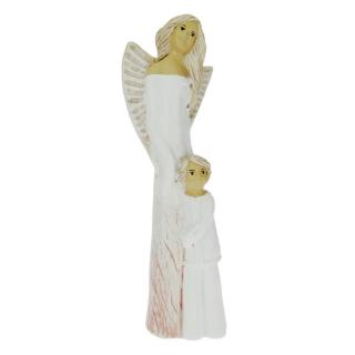 Anděl s dítětem bílý 30 cm (Soška anděla strážného)