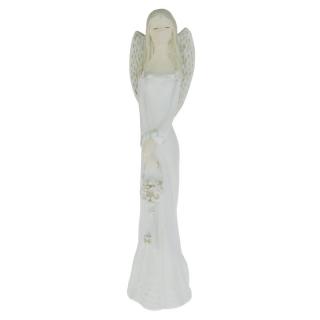 Anděl s klíčem vysoký bílý 37 cm (Socha stojícího anděla)