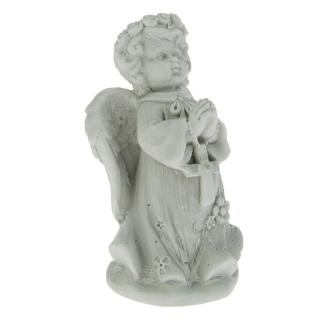 Anděl s křížem šedý 12,5 cm (Figurka andílka s křížkem)