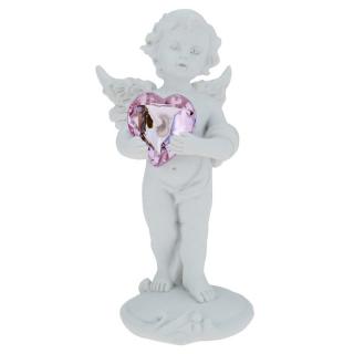 Anděl s růžovým srdíčkem 11,5 cm (Soška andílka se srdcem)