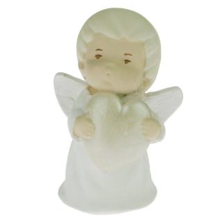 Anděl se srdcem bílý 11,5 cm (Figurka andílka se srdíčkem)