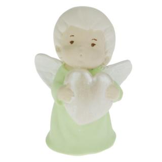 Anděl se srdcem zelený 11,5 cm (Figurka andílka se srdíčkem)