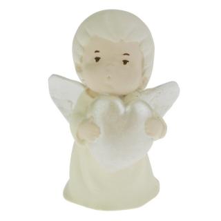Anděl se srdcem žlutý 11,5 cm (Figurka andílka se srdíčkem)