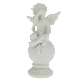 Anděl sedící na kouli "Nemluvím" 10,5 cm (Soška andílka)