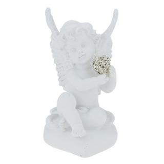 Anděl sedící na srdci 13 cm (Soška andílka se srdcem)