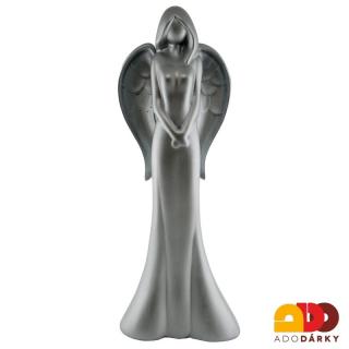 Anděl stříbrný 76 cm (Socha moderního anděla)
