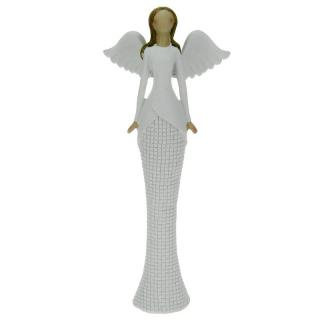 Anděl v bílých šatech vysoký 31,5 cm (Figurka andílka )