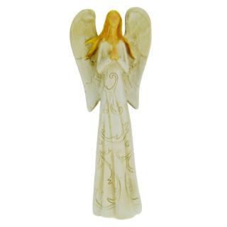 Anděl v šatech s ornamenty modlící se 20,5 cm (Figurka stojícího béžového andílka)