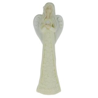 Anděl ve žlutých květovaných šatech 30 cm (Socha snícího anděla)