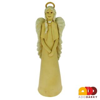 Anděl vysoký se svatozáří 39 cm (Anděl keramický světlý)