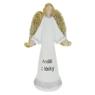 Anděl z lásky 16 cm (Figurka bílého anděla s nápisem)
