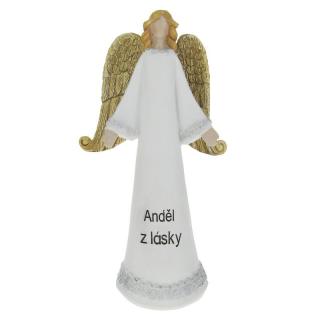 Anděl z lásky 21 cm (Figurka bílého anděla s nápisem)