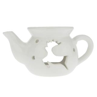 Aromalampa konvice se sobem bílá (Porcelánová aromalampa ve tvaru čajové konvice)