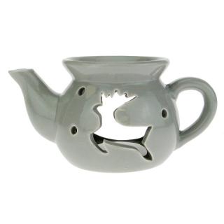 Aromalampa konvice se sobem šedá (Porcelánová aromalampa ve tvaru čajové konvice)