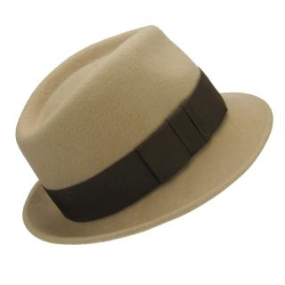 Béžový plstěný klobouk v pánském stylu (Dámský klobouk vlněný KDV202)