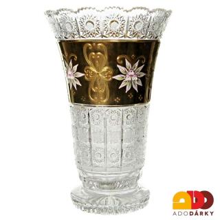 Broušená váza zdobená zlatem 30,2 cm (Váza z českého křišťálu, zdobená zlatem)
