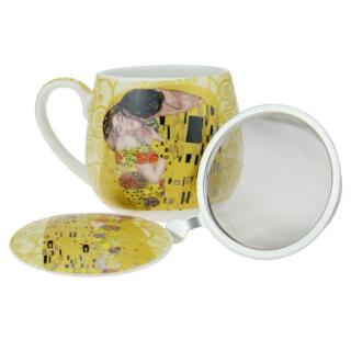 Byliňák Gustav Klimt - Polibek 0,43 l (Porcelánový hrnek na bylinky baňatý)