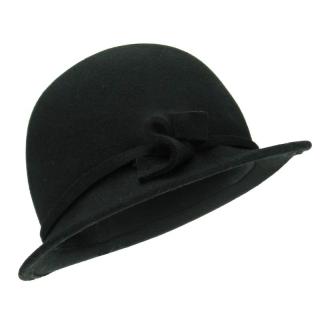 Černý plstěný klobouk se spirálkou (Dámský klobouk vlněný KDV113)