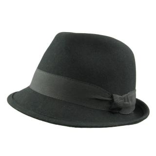 Černý plstěný klobouk v pánském stylu (Dámský klobouk vlněný KDPV7)