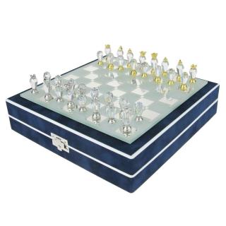 Cestovní skleněné šachy 18 x 18 cm (Designové křišťálové šachy)