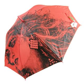 Dámský deštník červený (Červený deštník s ženskou tváří)
