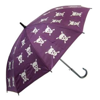 Dámský deštník fialový s lebkama (Holový deštník lebky)