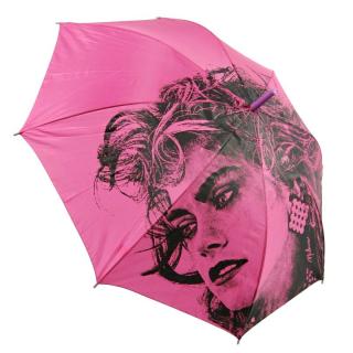 Dámský deštník růžový (Červený deštník s ženskou tváří)