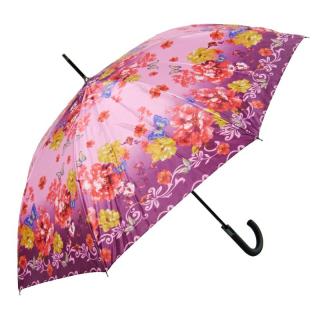 Dámský deštník růžový s motýly a květy (U-51 Holový deštník pro ženy)