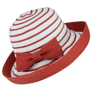 Dámský letní klobouk červený s mašlí (Klobouk pro ženy bílo červený)