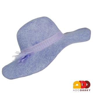 Dámský letní klobouk fialový se stuhou (Dámský letní slamák s krajkou)