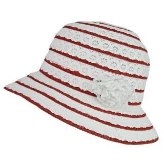 Dámský letní klobouk krajkový (Klobouk pro ženy bílo červený)