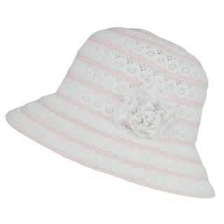 Dámský letní klobouk krajkový růžový (Klobouk pro ženy bílo růžový)