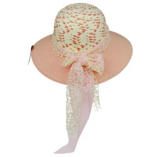 Dámský letní klobouk s růžovou mašlí (Dámský letní slamák)