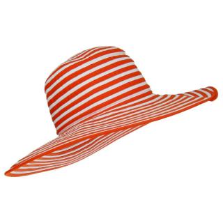 Dámský plážový klobouk oranžový pruhovaný (Dámský letní klobouk vodě)