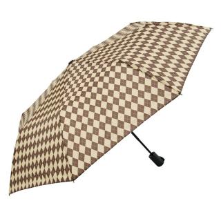 Dámský skládací deštník károvaný hnědý (U-06 Deštník pro dámy skládací)