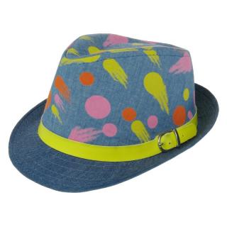 Dětský modrý klobouk s puntíky (Klobouček pro děti)