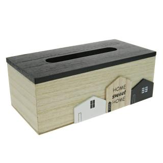 Dřevěná krabice na ubrousky Town 24 cm (Domácí zásobník na ubrousky)