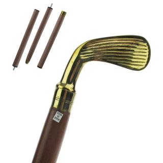 Dřevěná vycházková hůl skládací golf 91 cm (Hnědá dřevěná chodící hůlka)