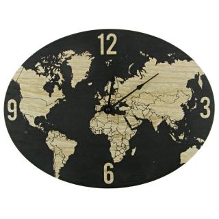 Dřevěné hodiny World map  40 cm (Hodiny ze dřeva mapa světa)