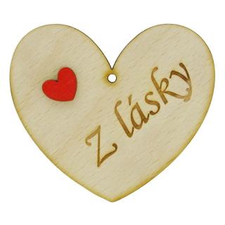 Dřevěné srdce Z lásky 8 cm (Dřevěné srdíčko pro radost)