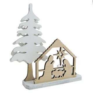 Dřevěný Betlém 16 cm (Vánoční betlém ze dřeva)