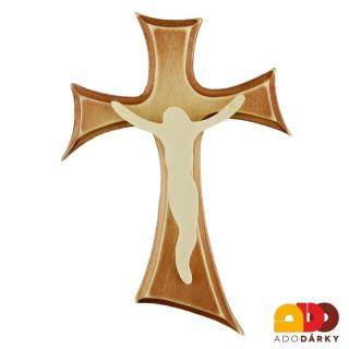Dřevěný kříž se siluetou 15 cm (Ručně dělaný dřevěný křížek na zeď)