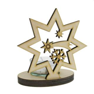 Dřevěný svícen "Betlémská hvězda" 10,5 cm (Svícen ze dřeva Betlém)