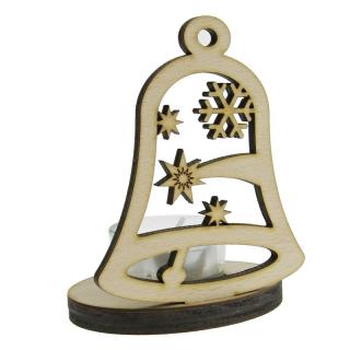 Dřevěný svícen zvonek "Betlémská hvězda" 10,5 cm (Svícen ze dřeva Betlém)