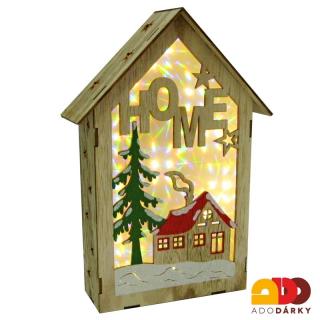 Dřevěný svítící domeček s nápisem  Home  27 cm