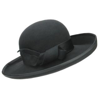 Fialový plstěný klobouk s mašlí (Dámský klobouk KDV93 s širokou krempou)